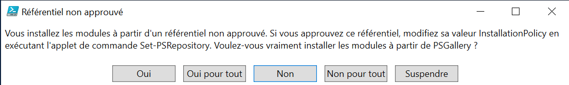 Plusieurs message d'alerte s'affichent lors de l'installation
